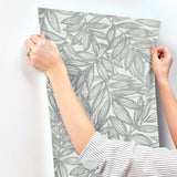 Rhythmic Grey Leaf Wallpaper with Botanical Leaves Motif, Farmhouse Style - A-Street Prints 4146-27234