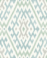 Solola Aqua Ikat Wallpaper with Bohemian Global Pattern, Raised Ink Textured - A-Street Prints 4146-27236