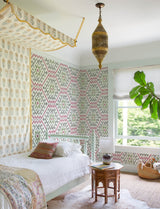 Solola Fuchsia Ikat Wallpaper with Bohemian Global Ikat Pattern - A-Street Prints 4146-27237