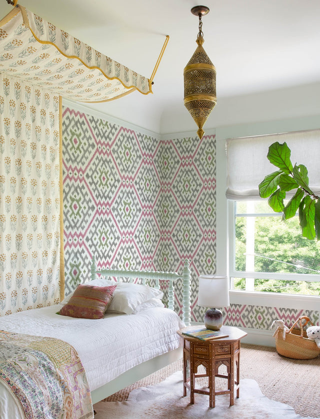 Solola Fuchsia Ikat Wallpaper with Bohemian Global Ikat Pattern - A-Street Prints 4146-27237