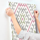 Solola Fuchsia Ikat Wallpaper with Bohemian Global Ikat Pattern - A-Street Prints 4146-27237