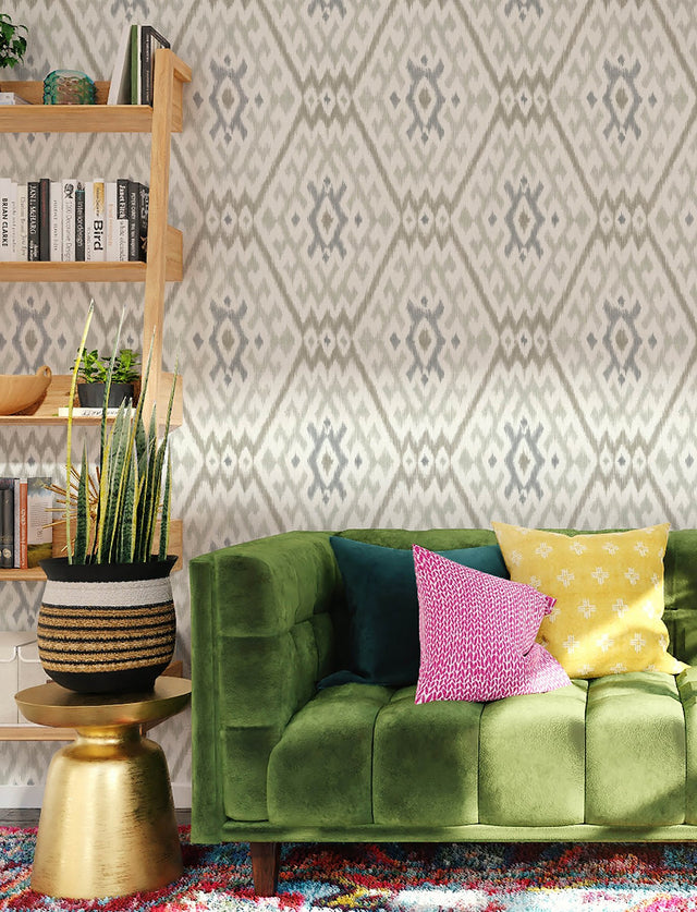 Solola Stone Ikat Wallpaper with Bohemian Global Ikat Pattern - A-Street Prints 4146-27239