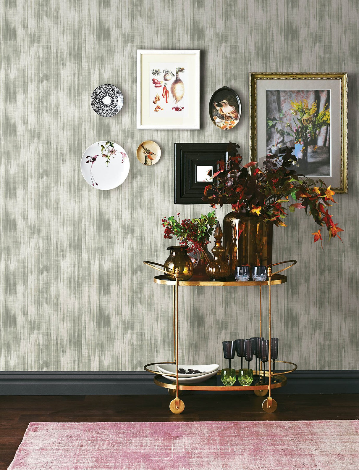 Marvel Green Ripple Wallpaper with Fabric Textures Graphic Pattern, Modern Style - 4146-27241