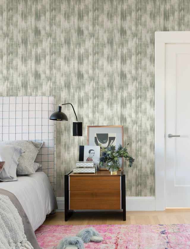 Marvel Green Ripple Wallpaper with Fabric Textures Graphic Pattern, Modern Style - 4146-27241