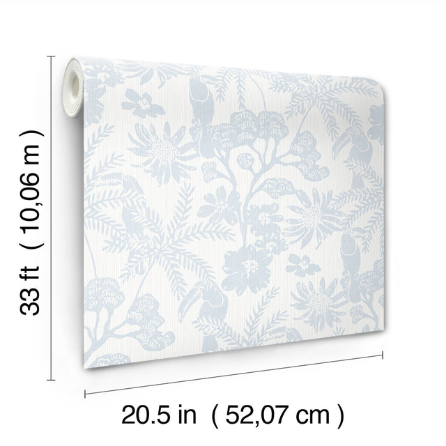 Jacaranda Light Blue Tropical Trail Wallpaper with Textured Bohemian Animals Motif - A-Street Prints 4146-27245