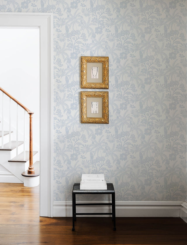 Jacaranda Light Blue Tropical Trail Wallpaper with Textured Bohemian Animals Motif - A-Street Prints 4146-27245