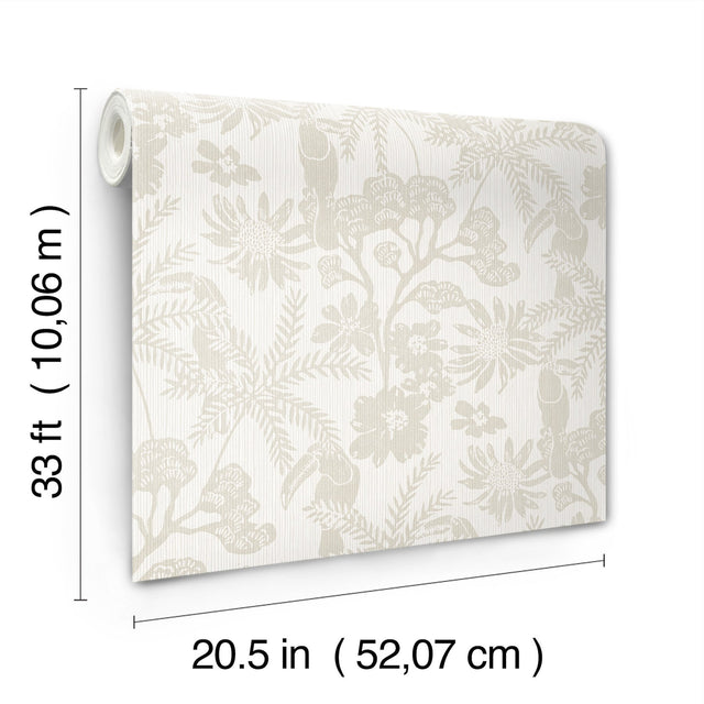 Jacaranda Taupe Tropical Trail Textured Wallpaper with Bohemian Animal Motif - A-Street Prints 4146-27246