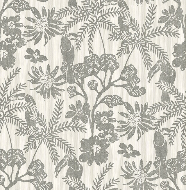 Jacaranda Stone Tropical Trail Wallpaper with Bohemian Animals Pattern - Brewster 4146-27247