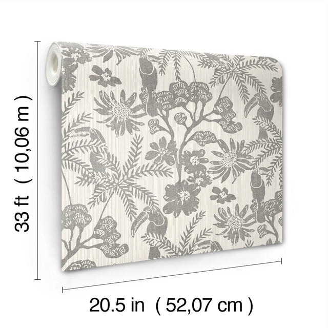 Jacaranda Stone Tropical Trail Wallpaper with Bohemian Animals Pattern - Brewster 4146-27247