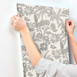 Jacaranda Stone Tropical Trail Wallpaper with Bohemian Animals Pattern - Brewster 4146-27247
