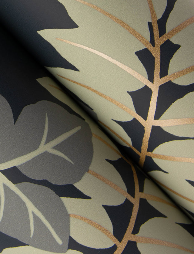 Caspian Charcoal Jungle Prowl Wallpaper with Metallic Bohemian Animal Motif - A-Street Prints 4146-27249