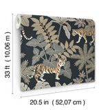 Caspian Charcoal Jungle Prowl Wallpaper with Metallic Bohemian Animal Motif - A-Street Prints 4146-27249