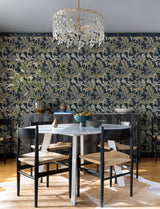 Caspian Charcoal Jungle Prowl Wallpaper with Metallic Bohemian Animal Motif - A-Street Prints 4146-27249