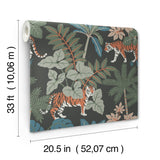 Caspian Grey Jungle Prowl Wallpaper with Bohemian Animals Pattern - A-Street Prints 4146-27250