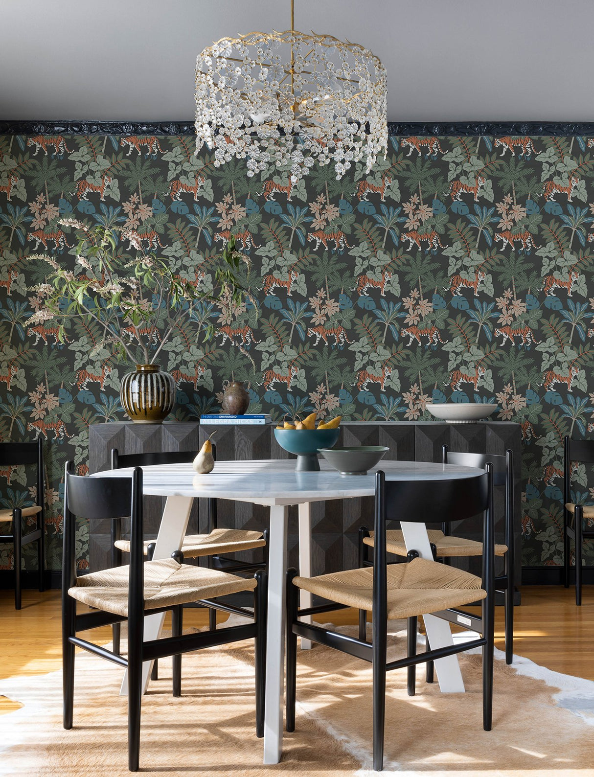 Caspian Grey Jungle Prowl Wallpaper with Bohemian Animals Pattern - A-Street Prints 4146-27250