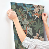 Caspian Grey Jungle Prowl Wallpaper with Bohemian Animals Pattern - A-Street Prints 4146-27250