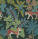 Caspian Jungle Prowl Evergreen Wallpaper with Bohemian Animal Motif - A-Street Prints 4146-27251