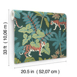 Caspian Jungle Prowl Evergreen Wallpaper with Bohemian Animal Motif - A-Street Prints 4146-27251