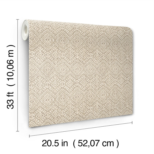 Gallivant Neutral Woven Geometric Wallpaper with Bohemian Global Pattern - A-Street Prints 4146-27252
