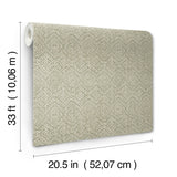 Gallivant Sage Woven Geometric Wallpaper with Textured Raised Ink Bohemian Global Pattern - Brewster 4146-27253