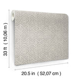 Gallivant Grey Woven Geometric Wallpaper with Raised Textured Bohemian Global Pattern - A-Street Prints 4146-27254
