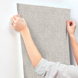 Gallivant Grey Woven Geometric Wallpaper with Raised Textured Bohemian Global Pattern - A-Street Prints 4146-27254