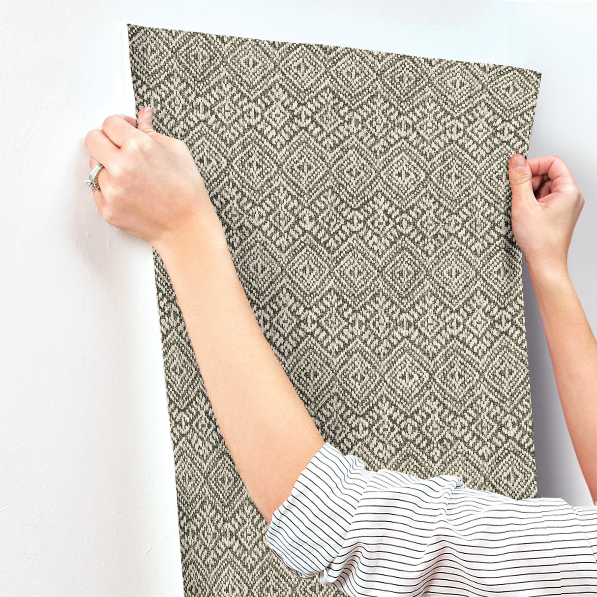 Gallivant Black Woven Geometric Wallpaper with Bohemian Global Motif - Brewster 4146-27255