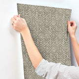 Gallivant Black Woven Geometric Wallpaper with Bohemian Global Motif - Brewster 4146-27255