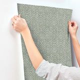 Gallivant Green Woven Geometric Wallpaper with Textured Raised Ink - Brewster 4146-27256