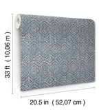 Gallivant Indigo Woven Geometric Wallpaper with Textured Bohemian Geometric Pattern - A-Street Prints 4146-27257