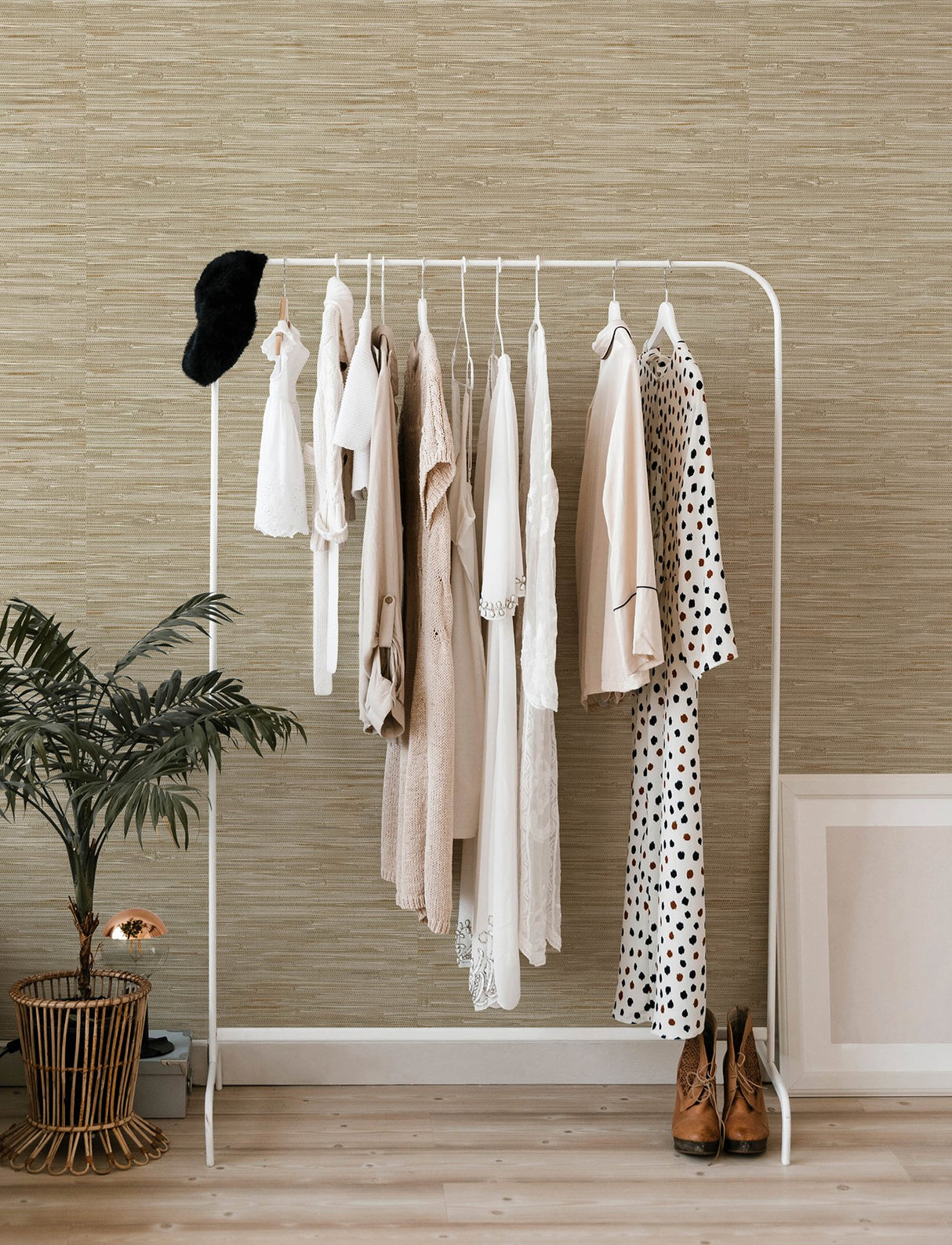 Exhale Light Brown Woven Faux Grasscloth Wallpaper with Traditional Faux Grasscloth Pattern - A-Street Prints 4146-27259