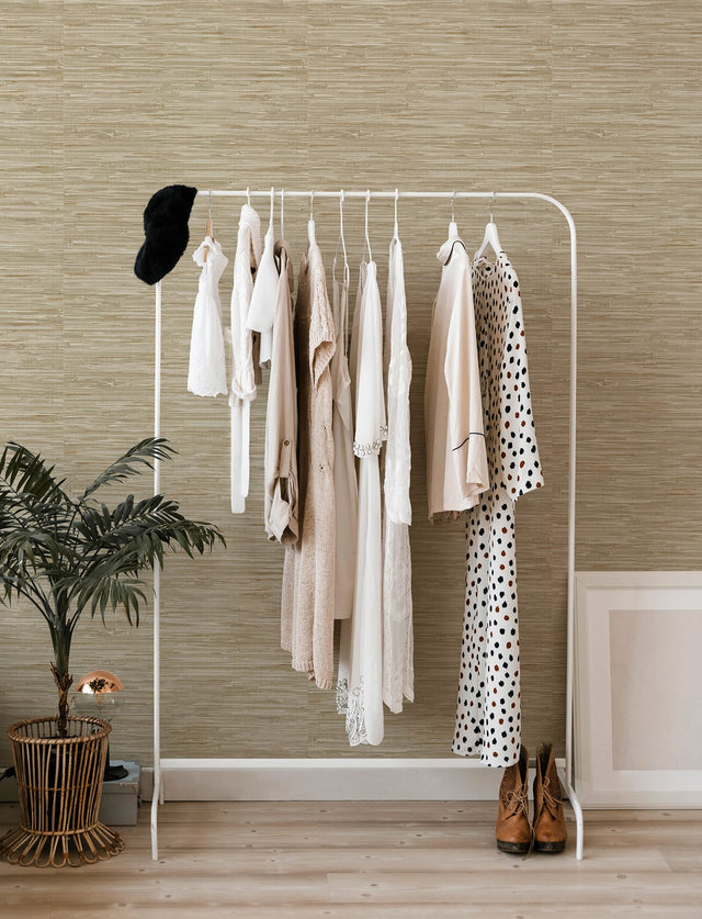 Exhale Light Brown Woven Faux Grasscloth Wallpaper with Traditional Faux Grasscloth Pattern - A-Street Prints 4146-27259