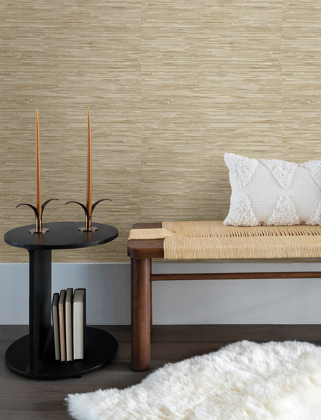 Exhale Light Brown Woven Faux Grasscloth Wallpaper with Traditional Faux Grasscloth Pattern - A-Street Prints 4146-27259