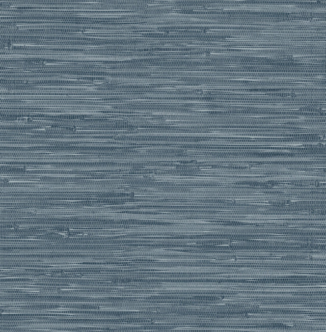 Exhale Indigo Woven Faux Grasscloth Wallpaper with Traditional Faux Grasscloth Pattern - Brewster 4146-27260