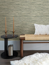 Exhale Moss Woven Faux Grasscloth Wallpaper with Faux Grasscloth Graphics - A-Street Prints 4146-27261