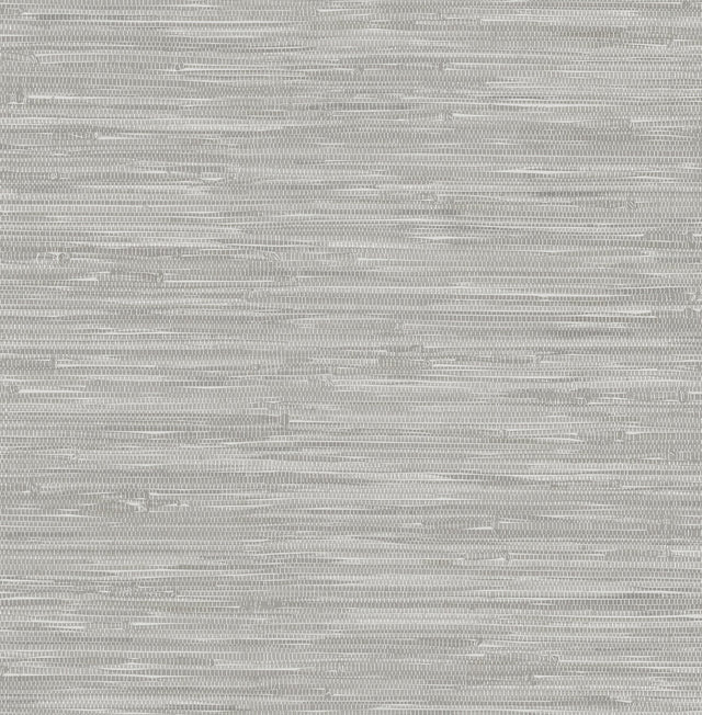 Exhale Light Grey Woven Faux Grasscloth Wallpaper with Raised Ink Texture - Brewster 4146-27263