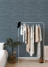 Exhale Indigo by A-Street Prints Woven Faux Grasscloth Wallpaper – A-Street Prints 4147-27260