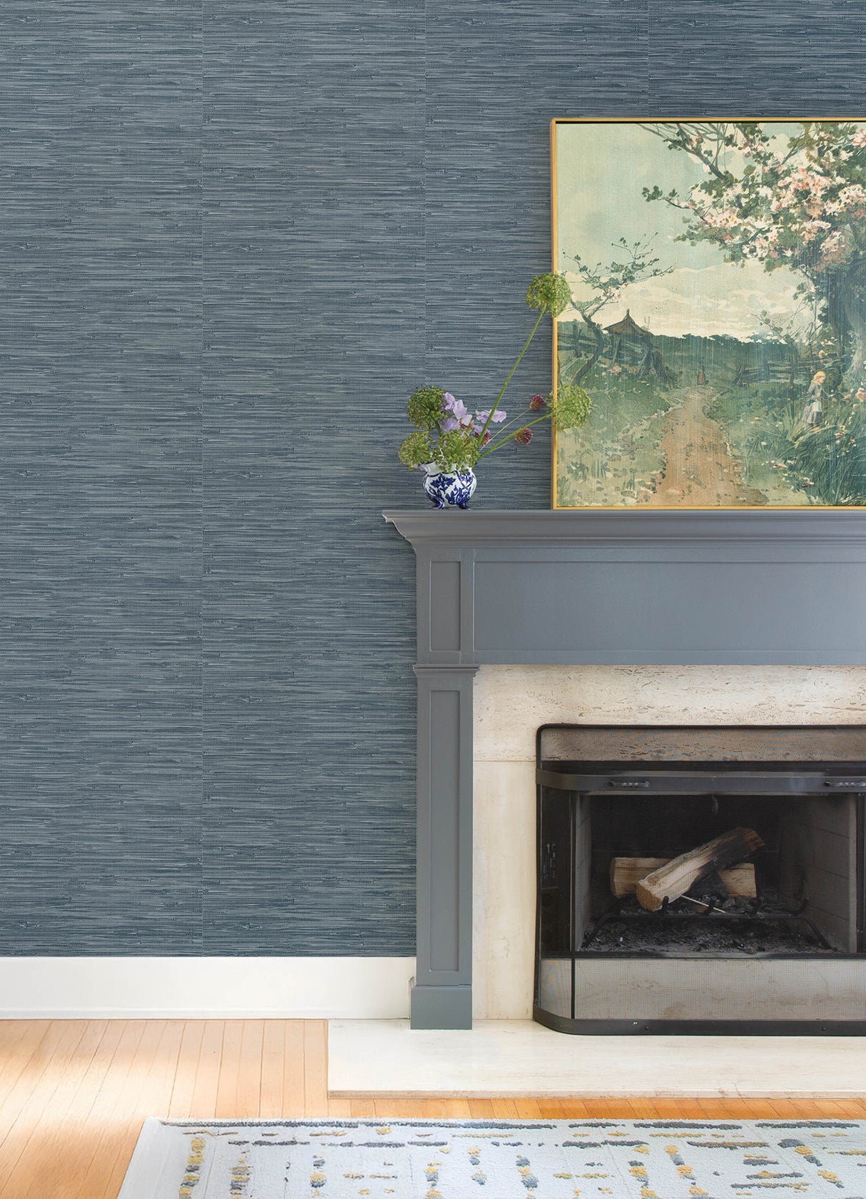 Exhale Indigo by A-Street Prints Woven Faux Grasscloth Wallpaper – A-Street Prints 4147-27260