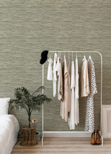 Exhale Moss by A-Street Prints Woven Faux Grasscloth Wallpaper- A-Street Prints 4147-27261