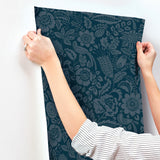 Marta Navy by A-Street Prints Floral Trail Wallpaper – Brewster Home Fashions 4147-27360