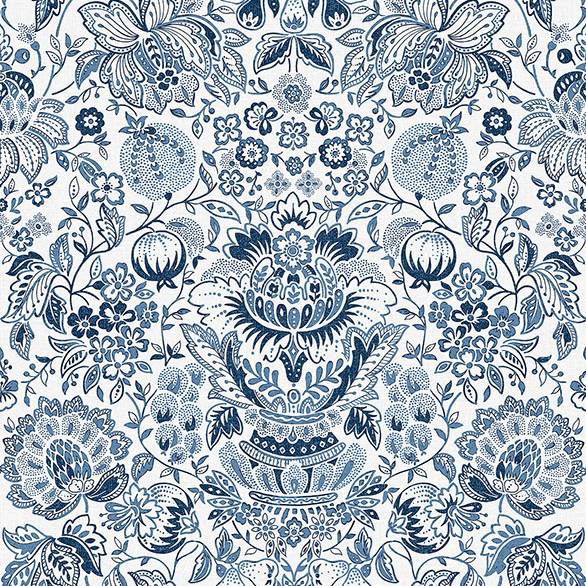 Blanche Blue Floral Damask Wallpaper by A-Street Prints, 20.5 in x 33 ft roll