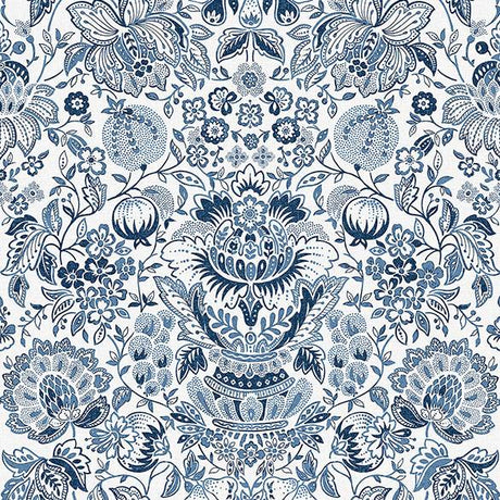 Blanche Blue Floral Damask Wallpaper by A-Street Prints, 20.5 in x 33 ft roll