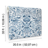 Blanche Blue Floral Damask Wallpaper by A-Street Prints- A-Street Prints 4147-27372