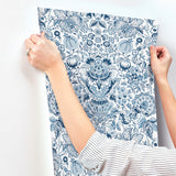 Blanche Blue Floral Damask Wallpaper by A-Street Prints- A-Street Prints 4147-27372