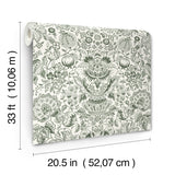 Blanche Dark Green by A-Street Prints Floral Damask Wallpaper – A-Street Prints 4147-27375