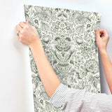 Blanche Dark Green by A-Street Prints Floral Damask Wallpaper – A-Street Prints 4147-27375