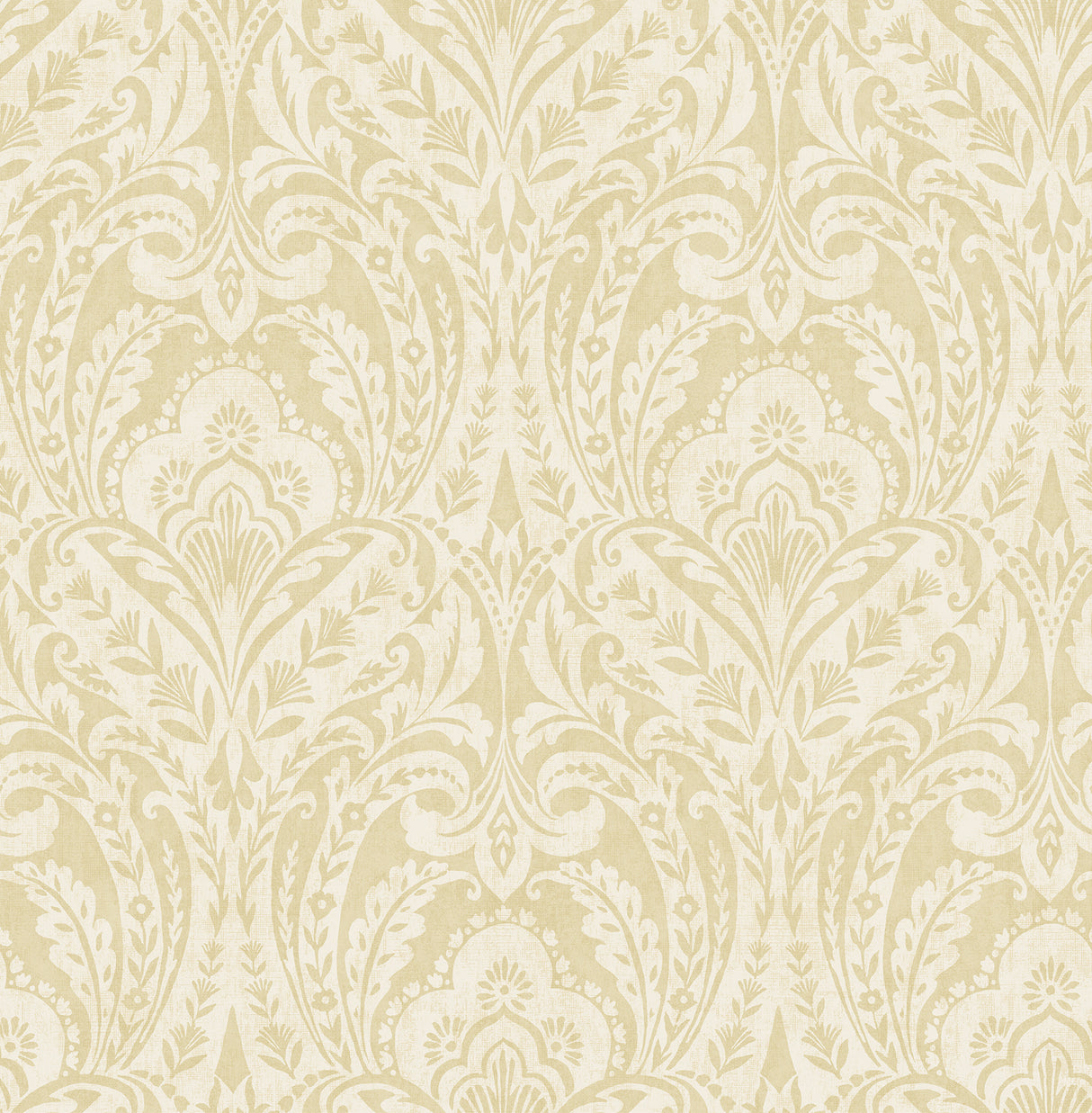 A-Street Prints Berkshire Butter Damask Wallpaper roll with cream and butter yellow ornate damask.