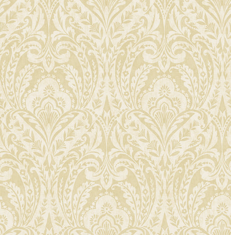 A-Street Prints Berkshire Butter Damask Wallpaper roll with cream and butter yellow ornate damask.