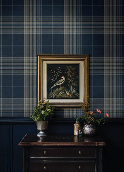 Westley Navy by A‑Street Prints Plaid Wallpaper – A‑Street Prints 4147-27386