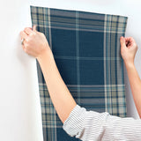 Westley Navy by A‑Street Prints Plaid Wallpaper – A‑Street Prints 4147-27386